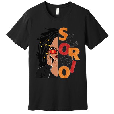 Scorpio Loc'd Zodiac Signs Birthday Black Woman Premium T-Shirt