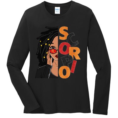 Scorpio Loc'd Zodiac Signs Birthday Black Woman Ladies Long Sleeve Shirt