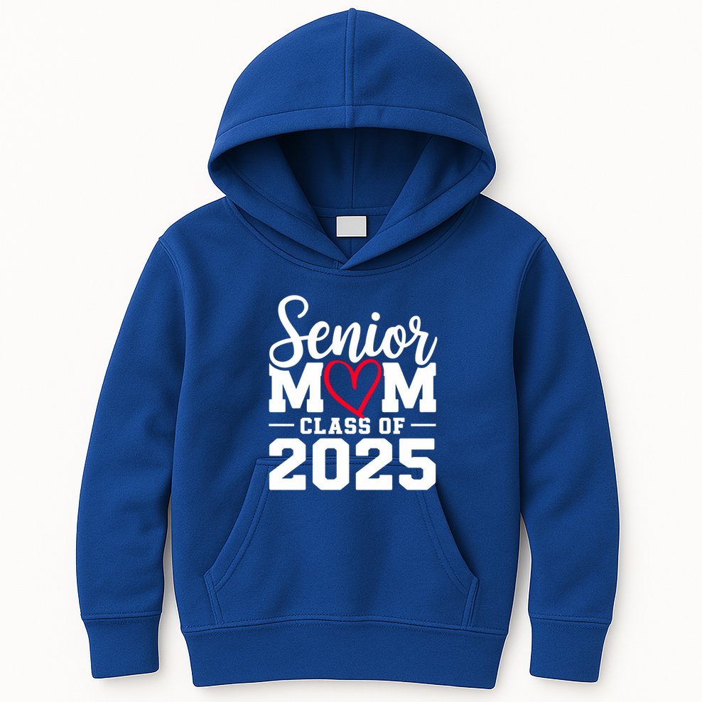 Senior Mom 2025 Mom Cute Gift Graduation Gift Black Small Adult Kids Hoodie