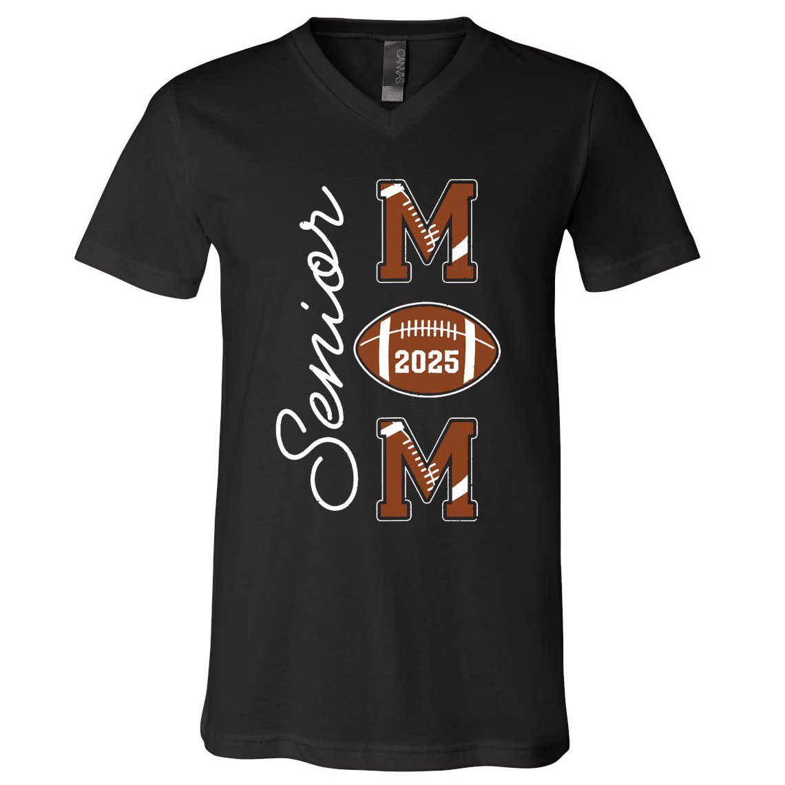 Senior Mom 2025 Football Mommy Class Of 2025 Graduation V-Neck T-Shirt