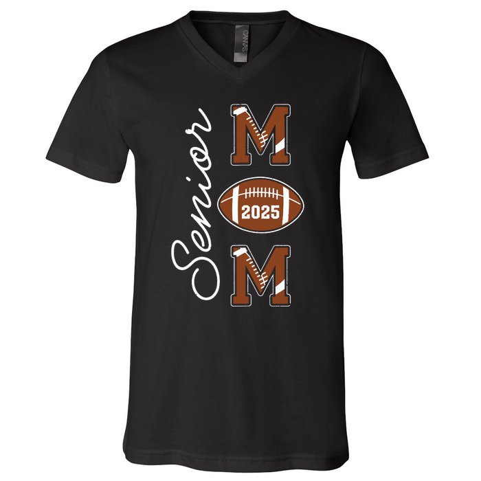 Senior Mom 2025 Football Mommy Class Of 2025 Graduation V-Neck T-Shirt