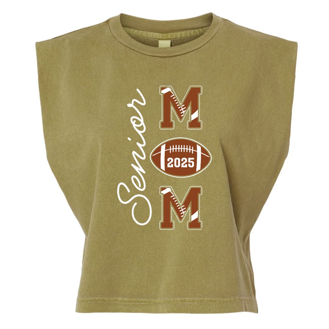 Senior Mom 2025 Football Mommy Class Of 2025 Graduation Garment-Dyed Women's Muscle Tee