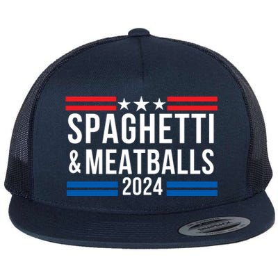 Spaghetti & Meatballs 2024 Pasta Lover Funny Foodie Food Lover Comfort Food Flat Bill Trucker Hat