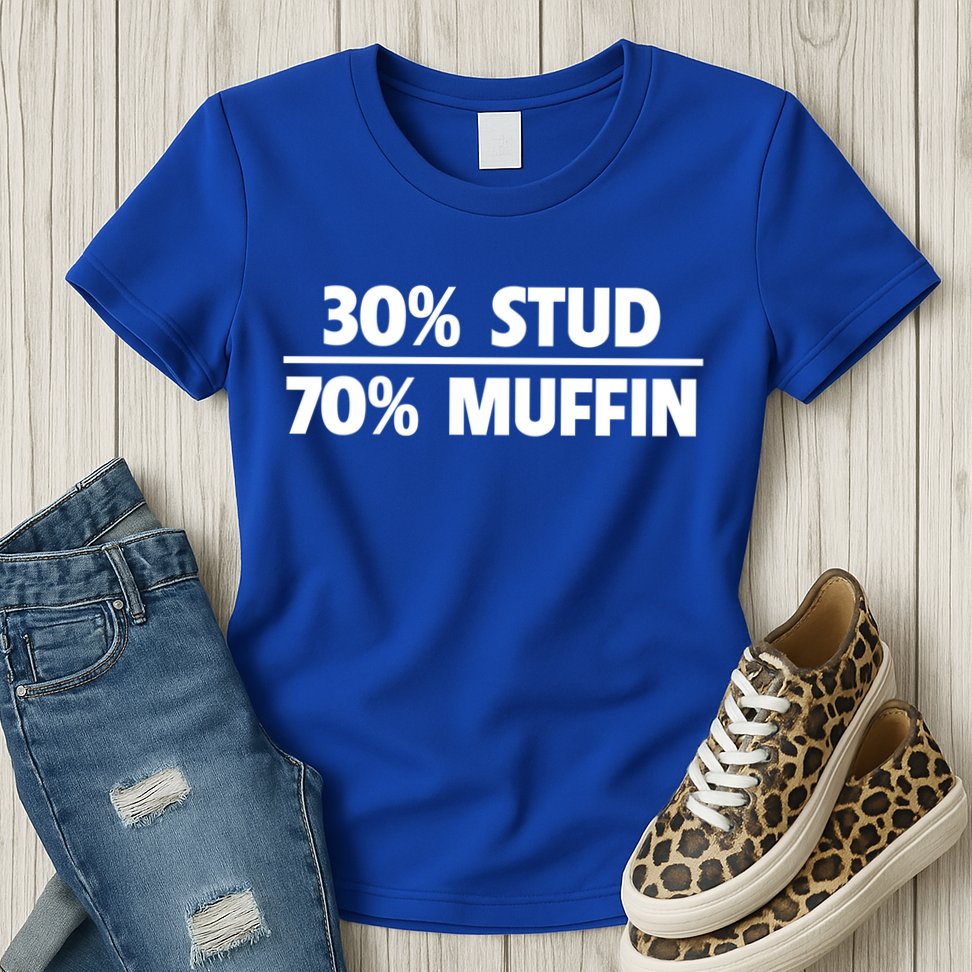 Stud Muffin 30/70 Funny Over 40 Dad Bod Gift Womens T-Shirt