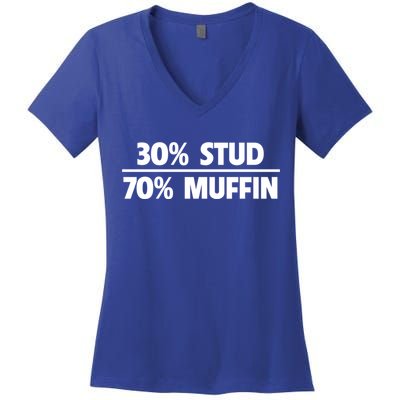 Stud Muffin 30/70 Funny Over 40 Dad Bod Gift Women's V-Neck T-Shirt