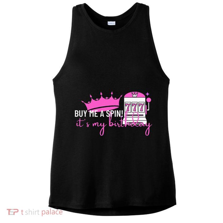 Slot Machine 777 Lucky Birthday Gambling Casino Ladies PosiCharge Tri-Blend Wicking Tank