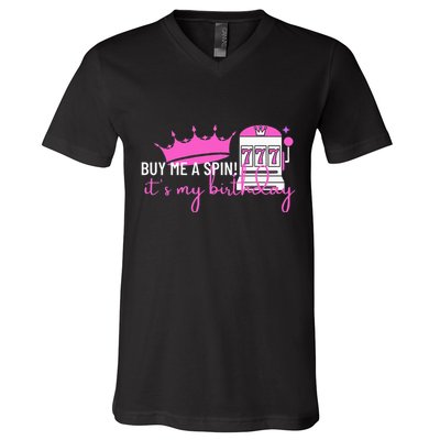 Slot Machine 777 Lucky Birthday Gambling Casino V-Neck T-Shirt