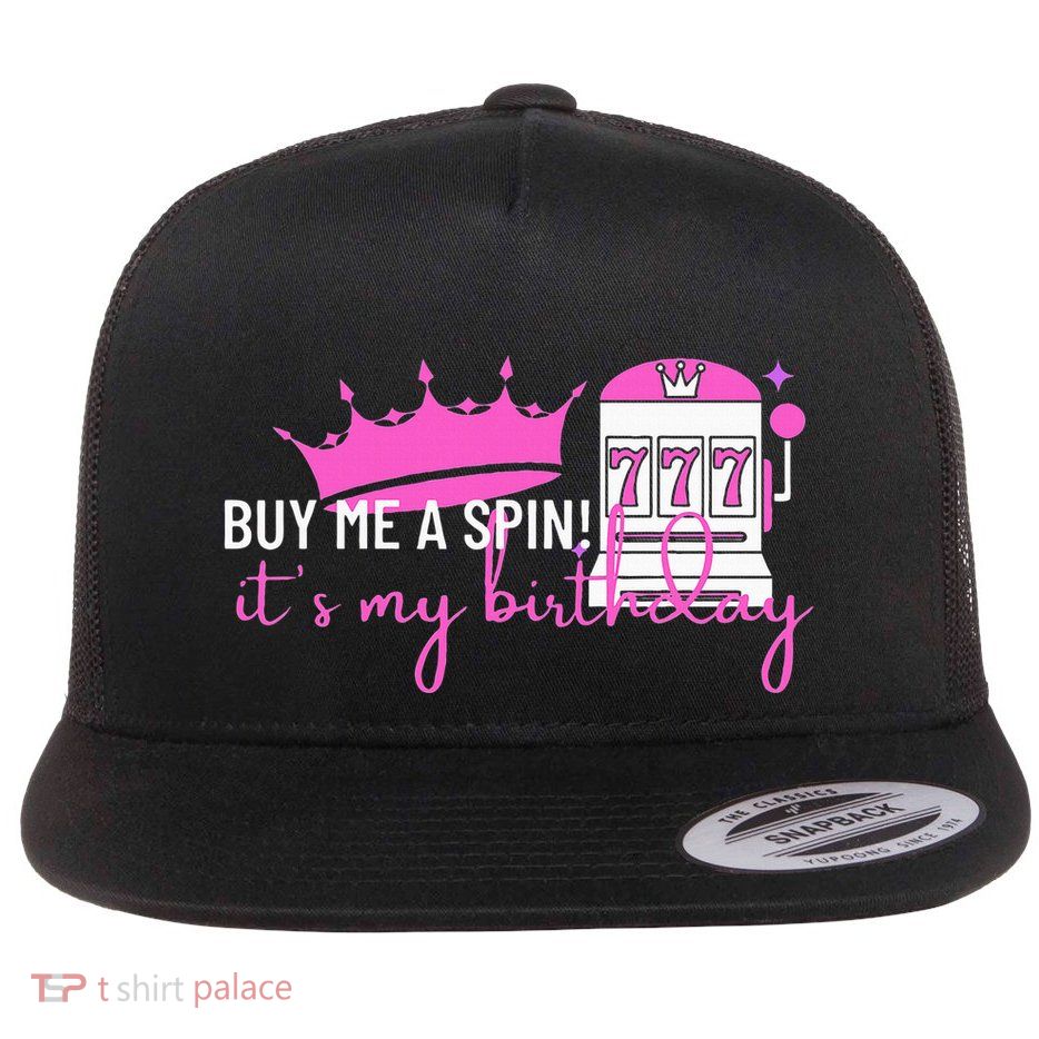 Slot Machine 777 Lucky Birthday Gambling Casino Flatbill Hat