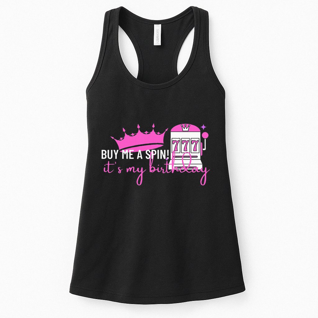 Slot Machine 777 Lucky Birthday Gambling Casino Womens Tank Top
