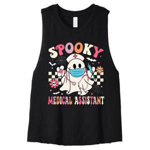 Spooky Medical Assistant Cute Halloween Med Assistant Women's Racerback Cropped Tank