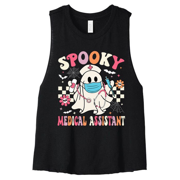 Spooky Medical Assistant Cute Halloween Med Assistant Women's Racerback Cropped Tank