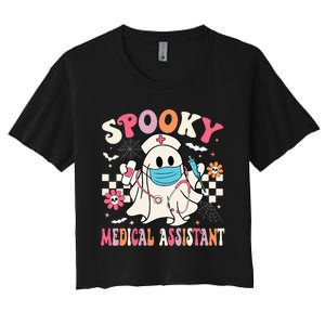 Spooky Medical Assistant Cute Halloween Med Assistant Women's Crop Top Tee