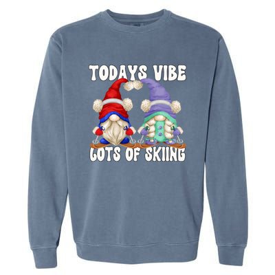 Ski Mom And Dad Gnome Graphic With Sayings Gnomies Love Skiing Gift Garment-Dyed Sweatshirt