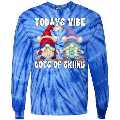 Ski Mom And Dad Gnome Graphic With Sayings Gnomies Love Skiing Gift Tie-Dye Long Sleeve Shirt