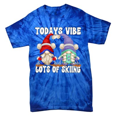 Ski Mom And Dad Gnome Graphic With Sayings Gnomies Love Skiing Gift Tie-Dye T-Shirt