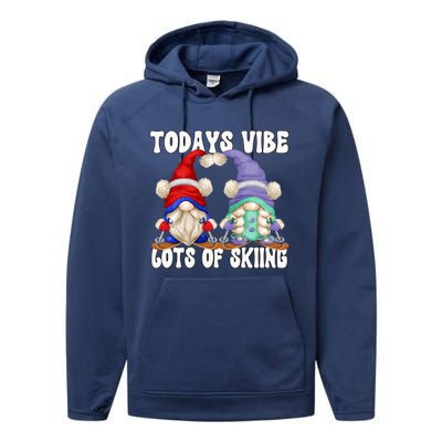 Ski Mom And Dad Gnome Graphic With Sayings Gnomies Love Skiing Gift Performance Fleece Hoodie