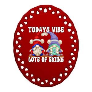 Ski Mom And Dad Gnome Graphic With Sayings Gnomies Love Skiing Gift Ceramic Oval Ornament