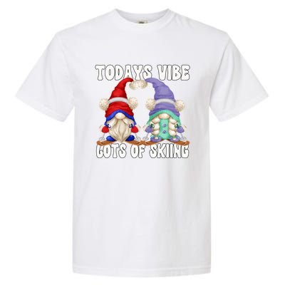 Ski Mom And Dad Gnome Graphic With Sayings Gnomies Love Skiing Gift Garment-Dyed Heavyweight T-Shirt