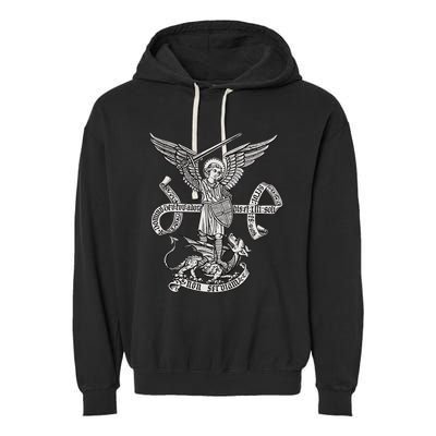 St Michael Archangel Catholic Angel Defend Us Garment-Dyed Fleece Hoodie