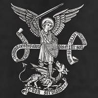 St Michael Archangel Catholic Angel Defend Us 7 Panel Mesh Trucker Snapback Hat