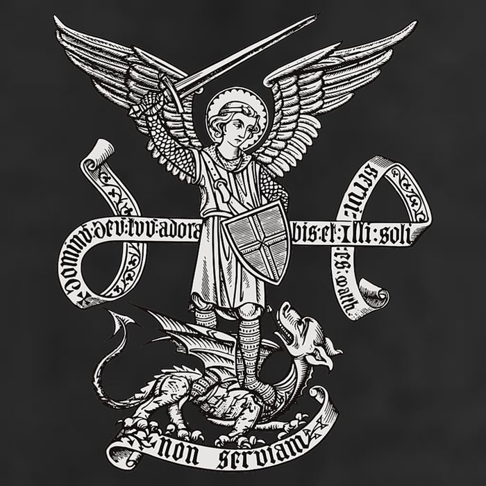 St Michael Archangel Catholic Angel Defend Us 7 Panel Mesh Trucker Snapback Hat