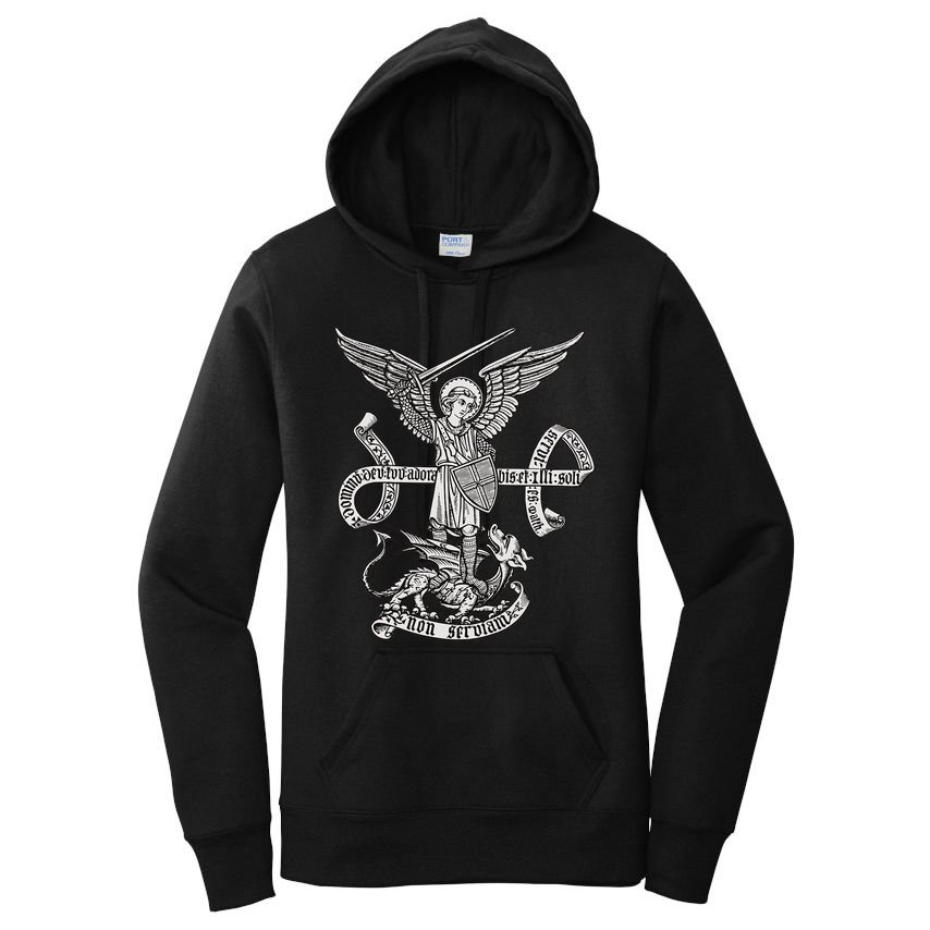 St Michael Archangel Catholic Angel Defend Us Women's Pullover Hoodie