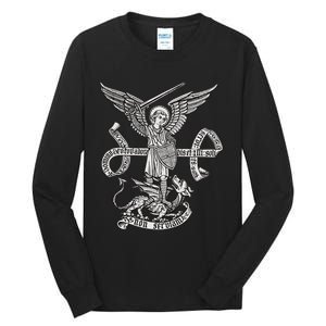 St Michael Archangel Catholic Angel Defend Us Tall Long Sleeve T-Shirt