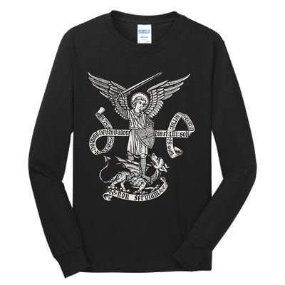 St Michael Archangel Catholic Angel Defend Us Tall Long Sleeve T-Shirt