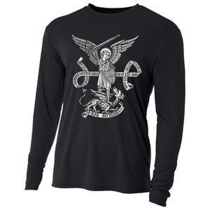 St Michael Archangel Catholic Angel Defend Us Cooling Performance Long Sleeve Crew