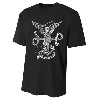 St Michael Archangel Catholic Angel Defend Us Performance Sprint T-Shirt