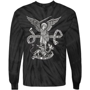 St Michael Archangel Catholic Angel Defend Us Tie-Dye Long Sleeve Shirt