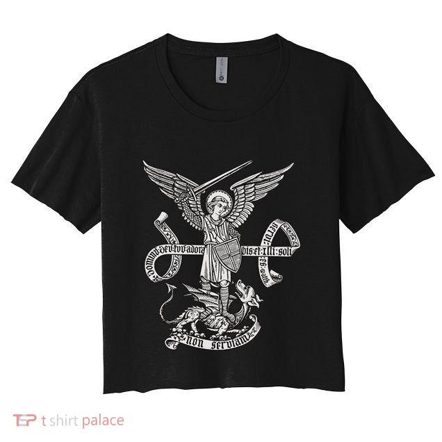 St Michael Archangel Catholic Angel Defend Us Crop Top