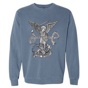 St Michael Archangel Catholic Angel Defend Us Garment-Dyed Sweatshirt