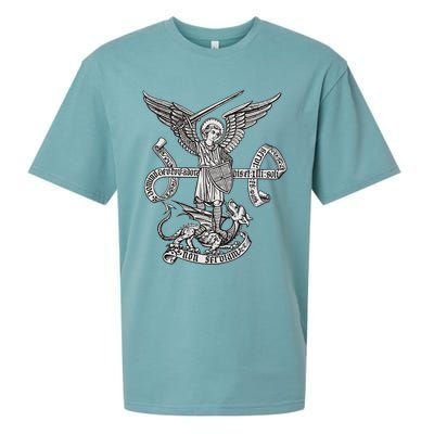 St Michael Archangel Catholic Angel Defend Us Sueded Cloud Jersey T-Shirt