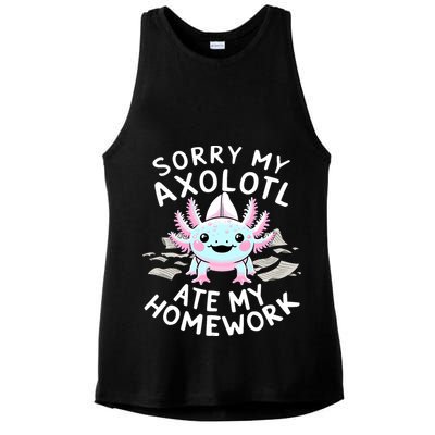 Sorry My Axolotl Ate My Homework Kawaii Axolotl Ladies PosiCharge Tri-Blend Wicking Tank
