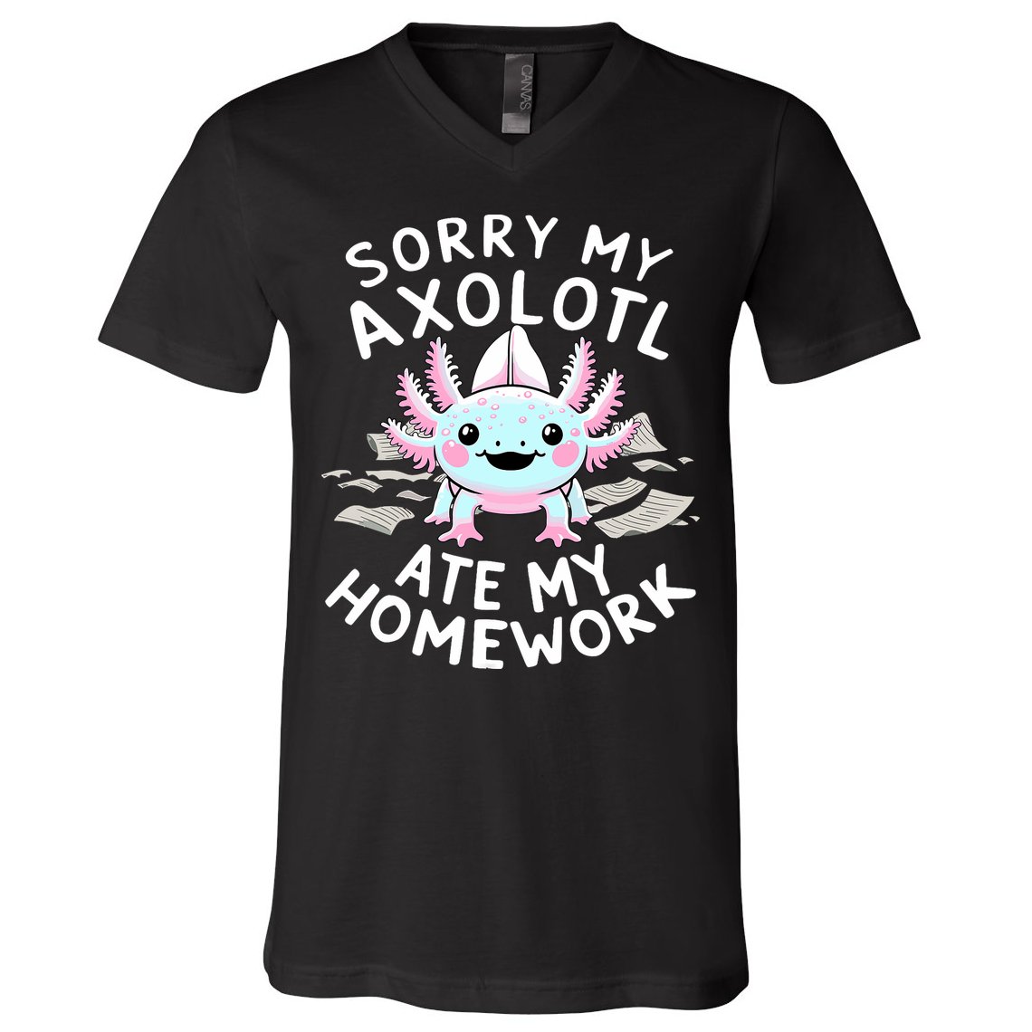 Sorry My Axolotl Ate My Homework Kawaii Axolotl V-Neck T-Shirt