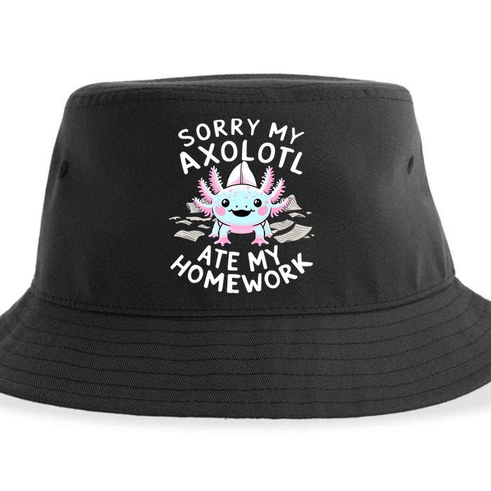 Sorry My Axolotl Ate My Homework Kawaii Axolotl Sustainable Bucket Hat