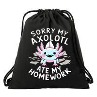 Sorry My Axolotl Ate My Homework Kawaii Axolotl Drawstring Bag