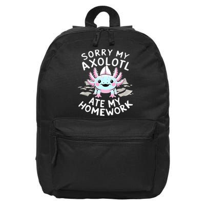 Sorry My Axolotl Ate My Homework Kawaii Axolotl 16 in Basic Backpack