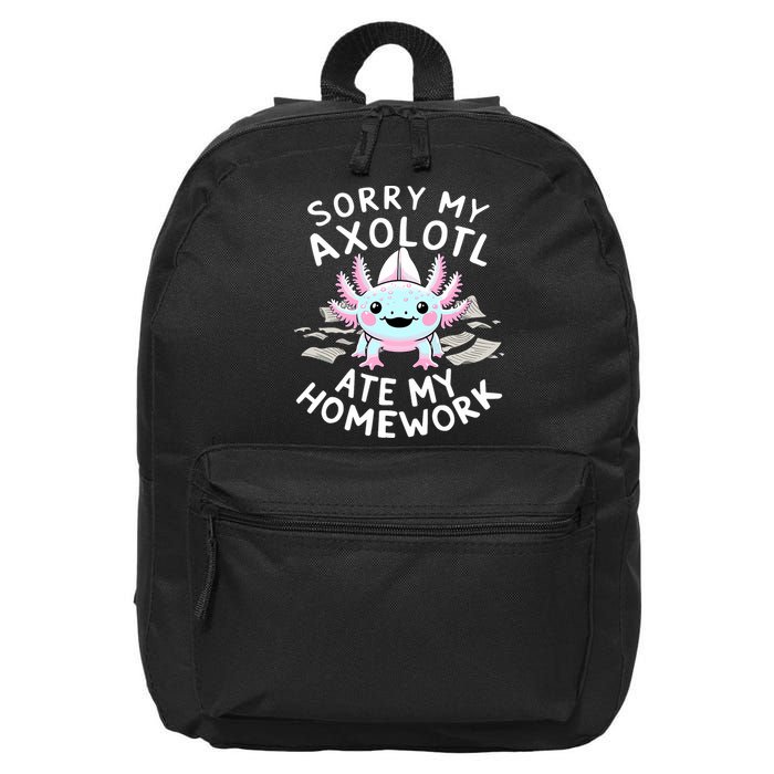 Sorry My Axolotl Ate My Homework Kawaii Axolotl 16 in Basic Backpack