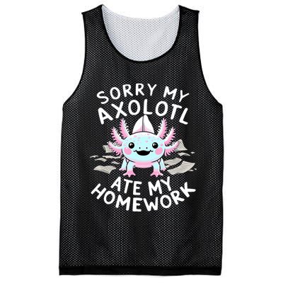 Sorry My Axolotl Ate My Homework Kawaii Axolotl Mesh Reversible Basketball Jersey Tank