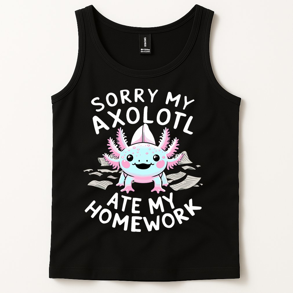 Sorry My Axolotl Ate My Homework Kawaii Axolotl Tank Top