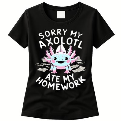 Sorry My Axolotl Ate My Homework Kawaii Axolotl Womens T-Shirt