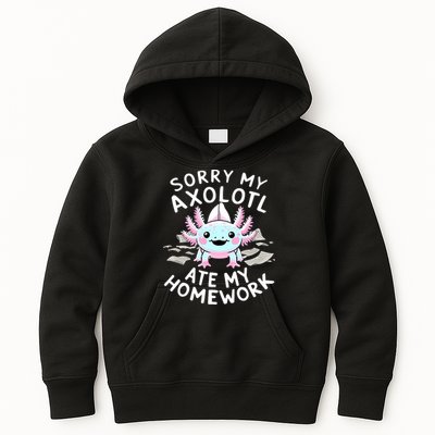 Sorry My Axolotl Ate My Homework Kawaii Axolotl Kids Hoodie