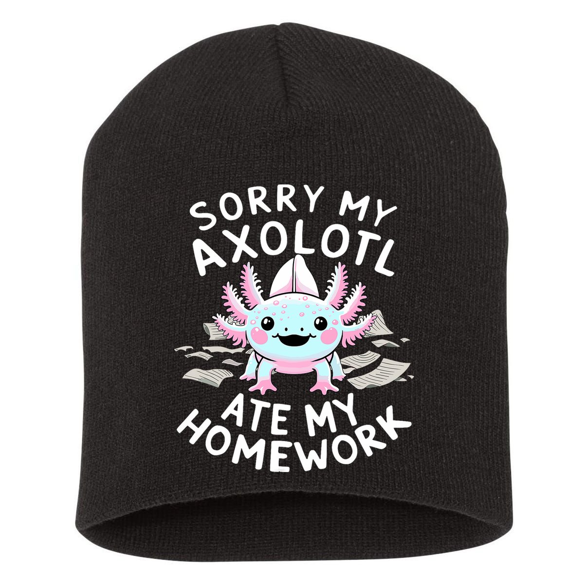 Sorry My Axolotl Ate My Homework Kawaii Axolotl Short Acrylic Beanie