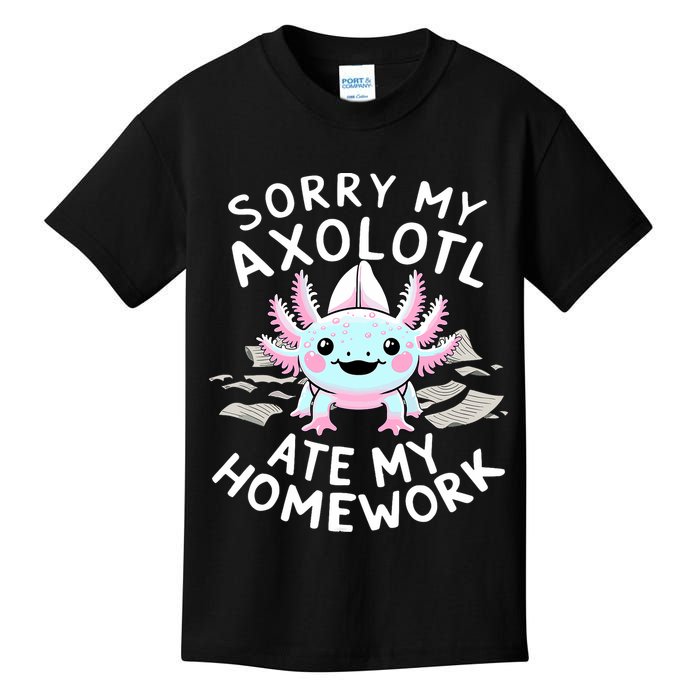 Sorry My Axolotl Ate My Homework Kawaii Axolotl Kids T-Shirt
