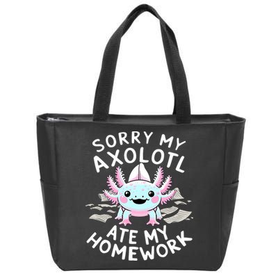 Sorry My Axolotl Ate My Homework Kawaii Axolotl Zip Tote Bag