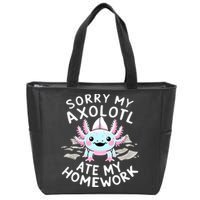 Sorry My Axolotl Ate My Homework Kawaii Axolotl Zip Tote Bag