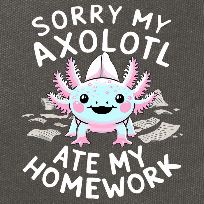 Sorry My Axolotl Ate My Homework Kawaii Axolotl Cotton Canvas Backpack