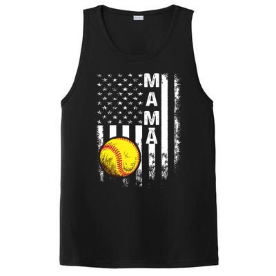 Softball Mama American Flag Vintage Christmas Xmas Cool Gift PosiCharge Competitor Tank